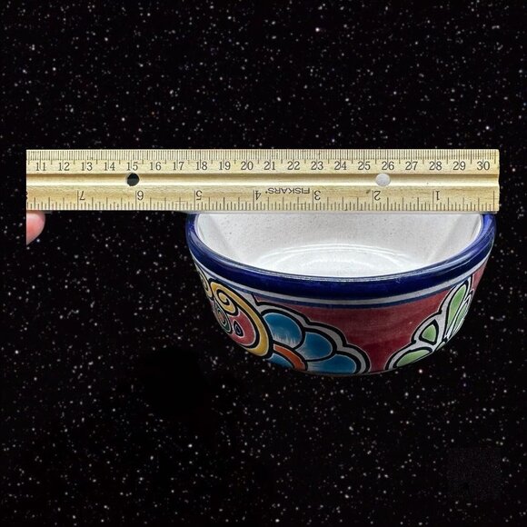 Liceagui Pottery Signed Hand Painted Bowl Tonala Talavera Bowl Pottery 2” T 5” W - Picture 7 of 11